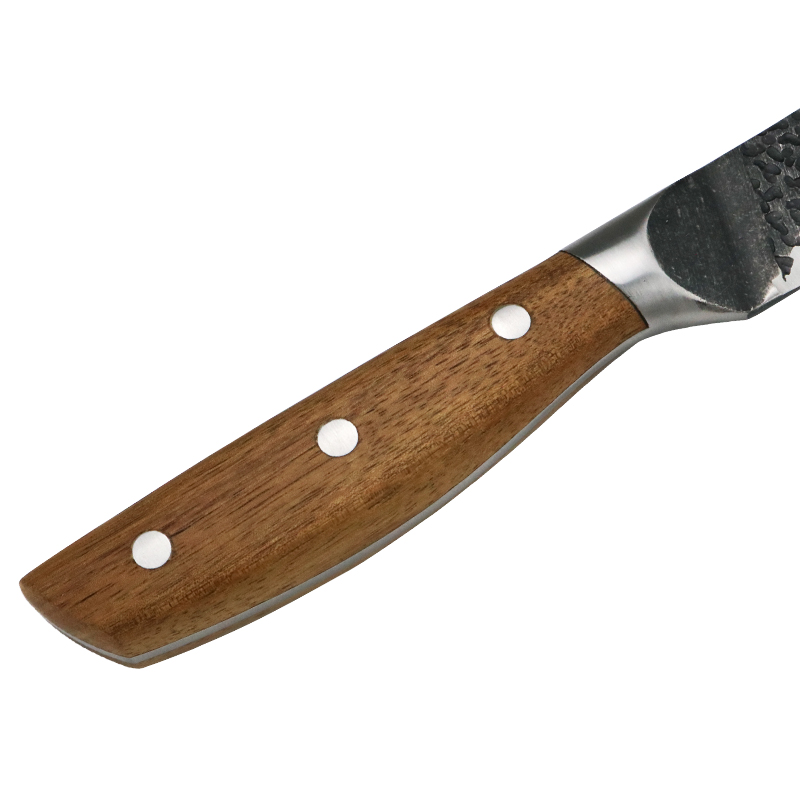 Japón forjó 430 almohadas de acero inoxidable cuchillo de acacia madera mango de acacia y cuchillo de chef en bloque 