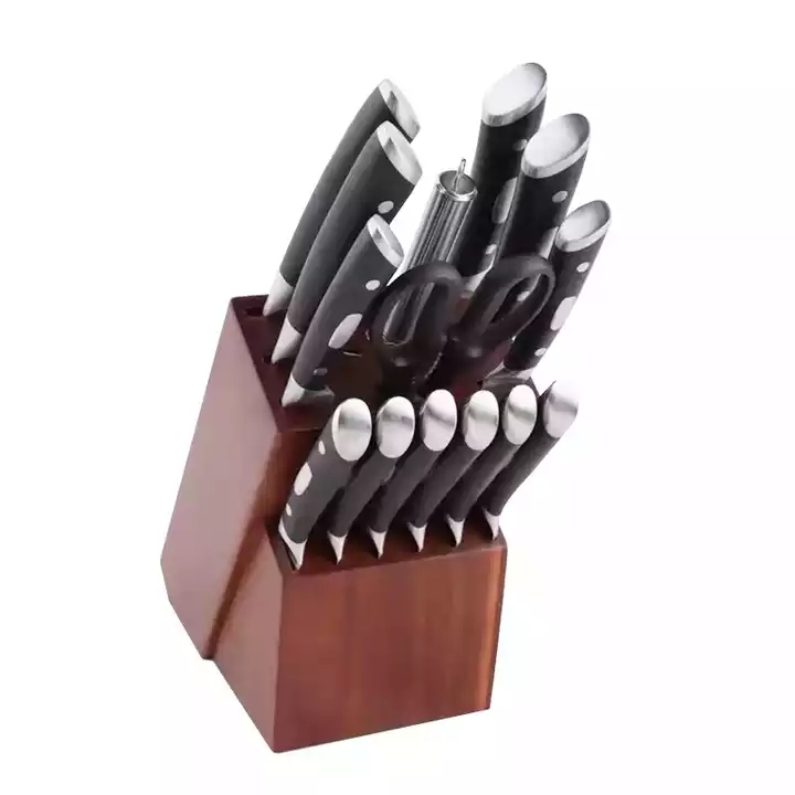 Venta caliente de cuchillos de cocina de cocineros alemanes cuchillos prácticos conjuntos de bloques de madera de Goma 