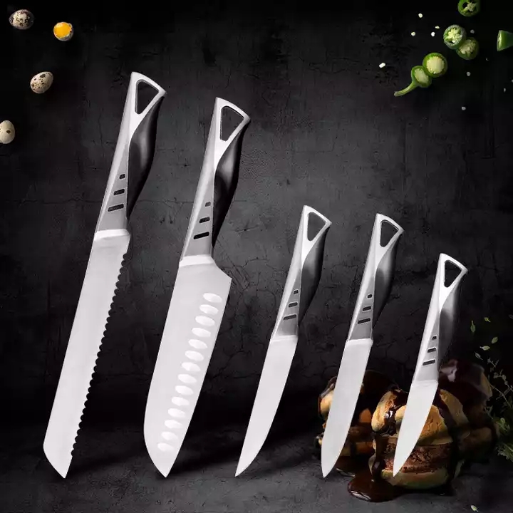 Venta caliente 2022 nuevo diseño mango de cuchilla 5 cuchillos Grupo de cuchillos de cocina de acero inoxidable 