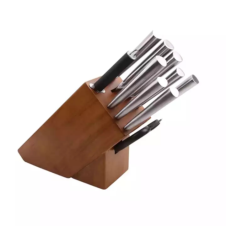 Venta caliente de 10 cuchillos de cocina de alta gama, juegos de cuchillos de cocina de acero inoxidable con bloques de cuchillos de madera 