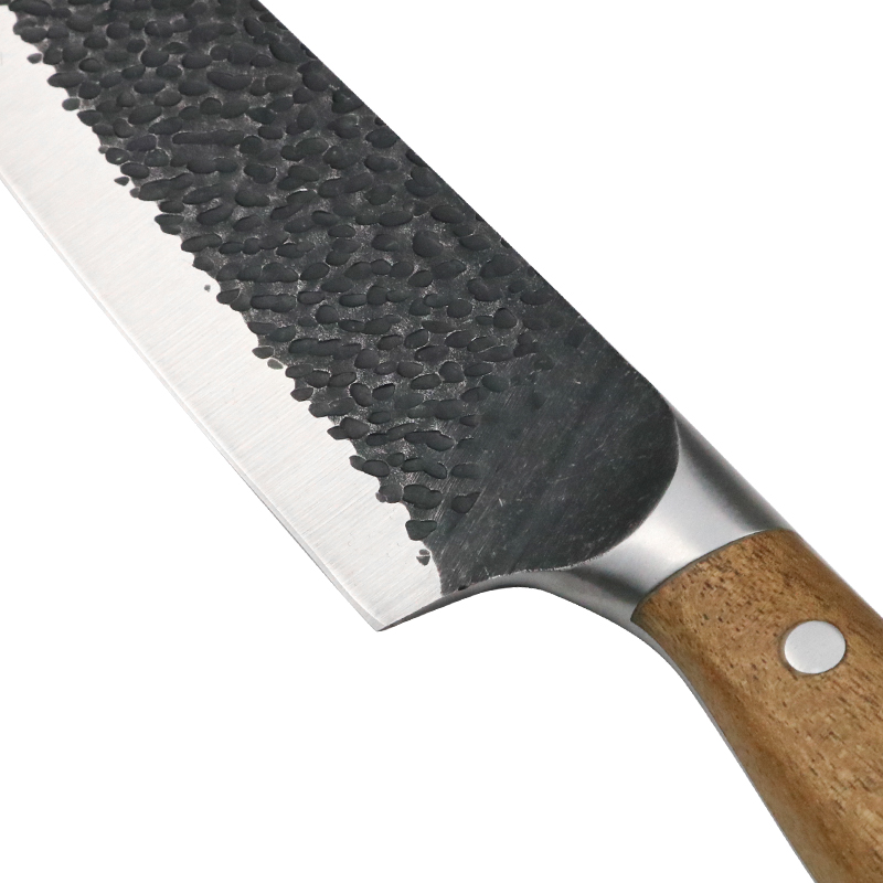 Japón forjó 430 almohadas de acero inoxidable cuchillo de acacia madera mango de acacia y cuchillo de chef en bloque 