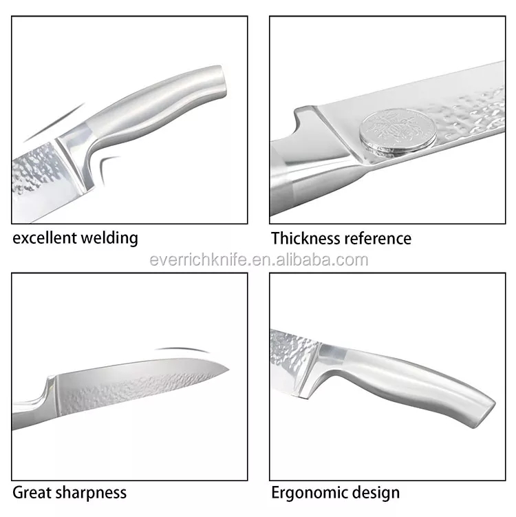 2022 moderno y práctico 430 Grupo de cuchillos de cocina molidos y pulidos con mango hueco de acero inoxidable 