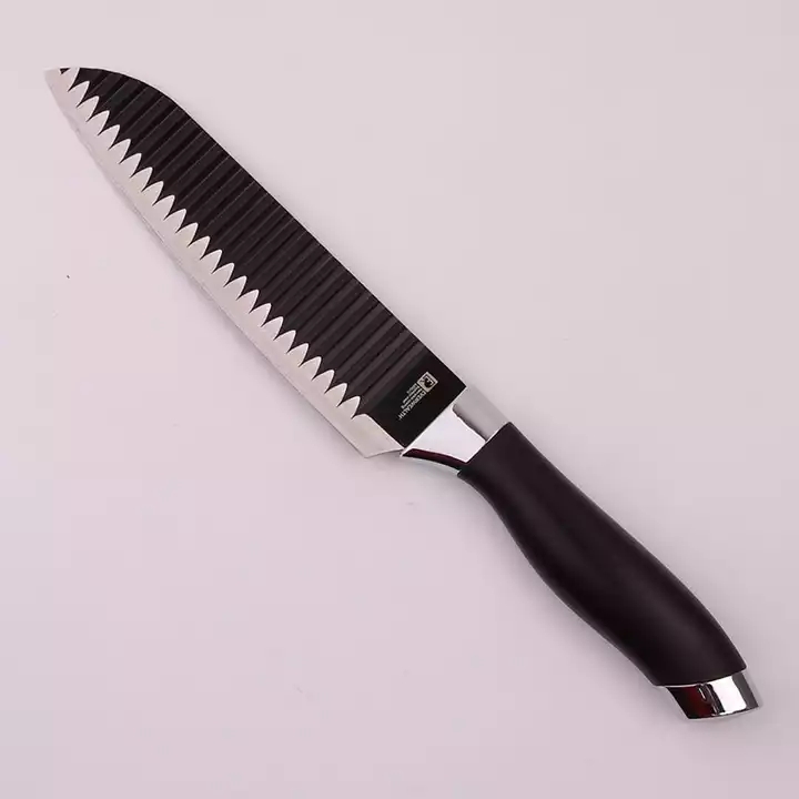 Juego de 7 piezas de cuchillo de cocina antiadherente estampado, con tijeras 